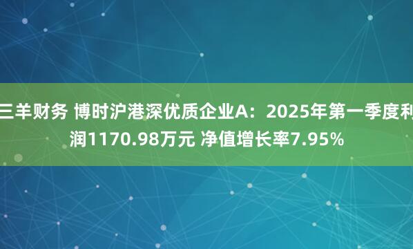 三羊财务 博时沪港深优质企业A：2025年第一季度利润1170.98万元 净值增长率7.95%